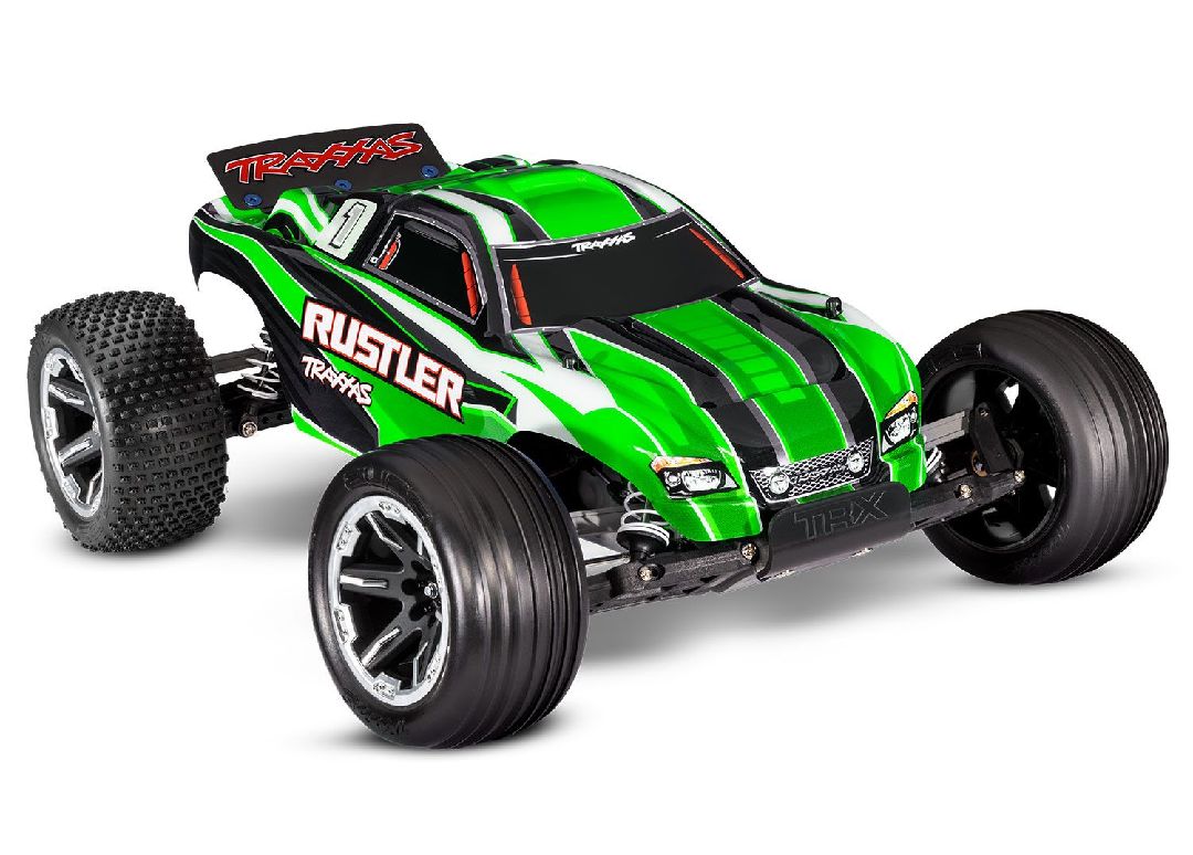 Traxxas Rustler 1/10 Stadium Truck RTR with TQ 2.4GHz Radio System and XL-5 ESC (Fwd/Rev)  Includes 7-Cell NiMH 3000mAh Traxxas Battery and 4-amp USB-C Charger w/ iD - Green