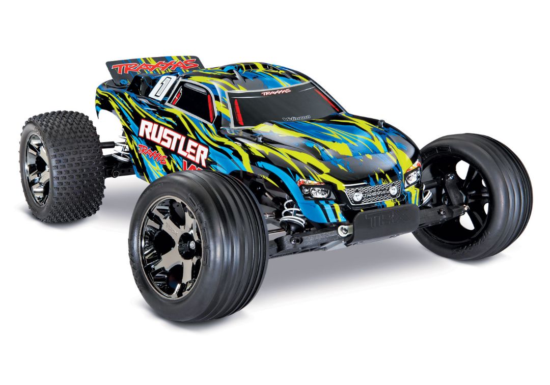 Traxxas Rustler VXL Brushless 1/10 RTR Stadium Truck - Yellow, TSM, TQi, No Battery/Charger