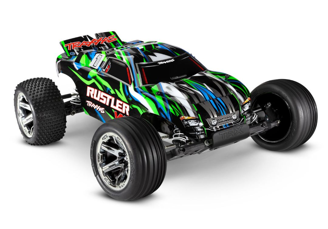 Traxxas Rustler VXL Brushless 1/10 RTR Stadium Truck - Green, Magnum Transmission, TSM, TQi, No Battery/Charger