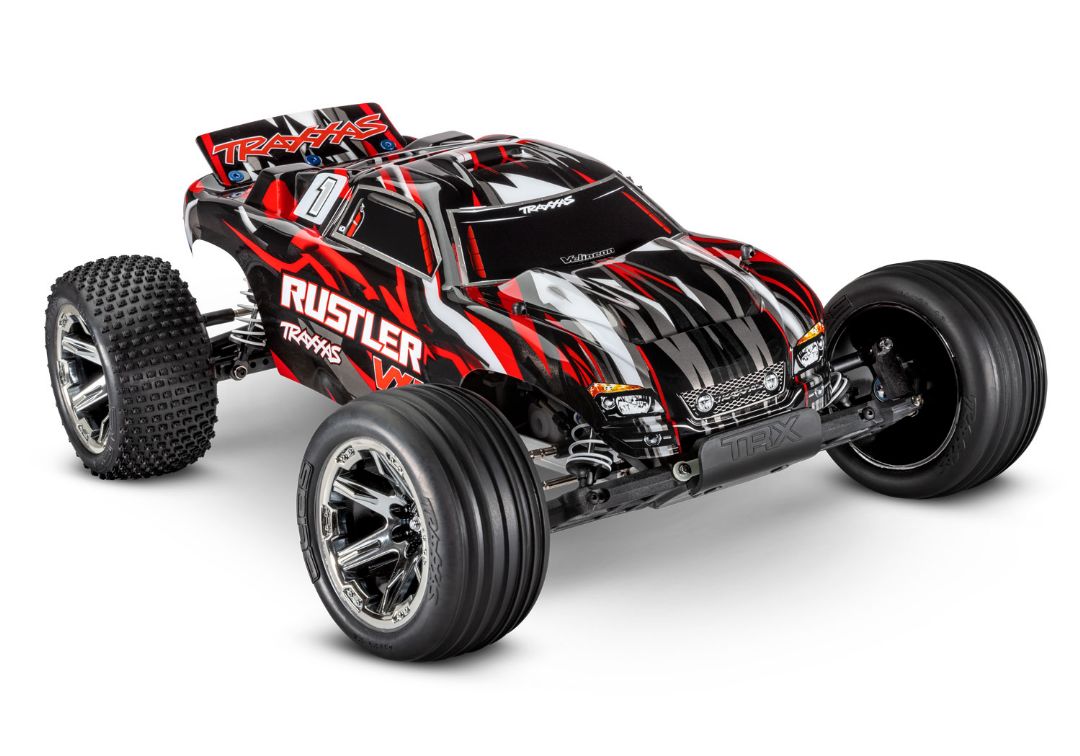 Traxxas Rustler VXL Brushless 1/10 RTR Stadium Truck - Red, Magnum Transmission, TSM, TQi, No Battery/Charger