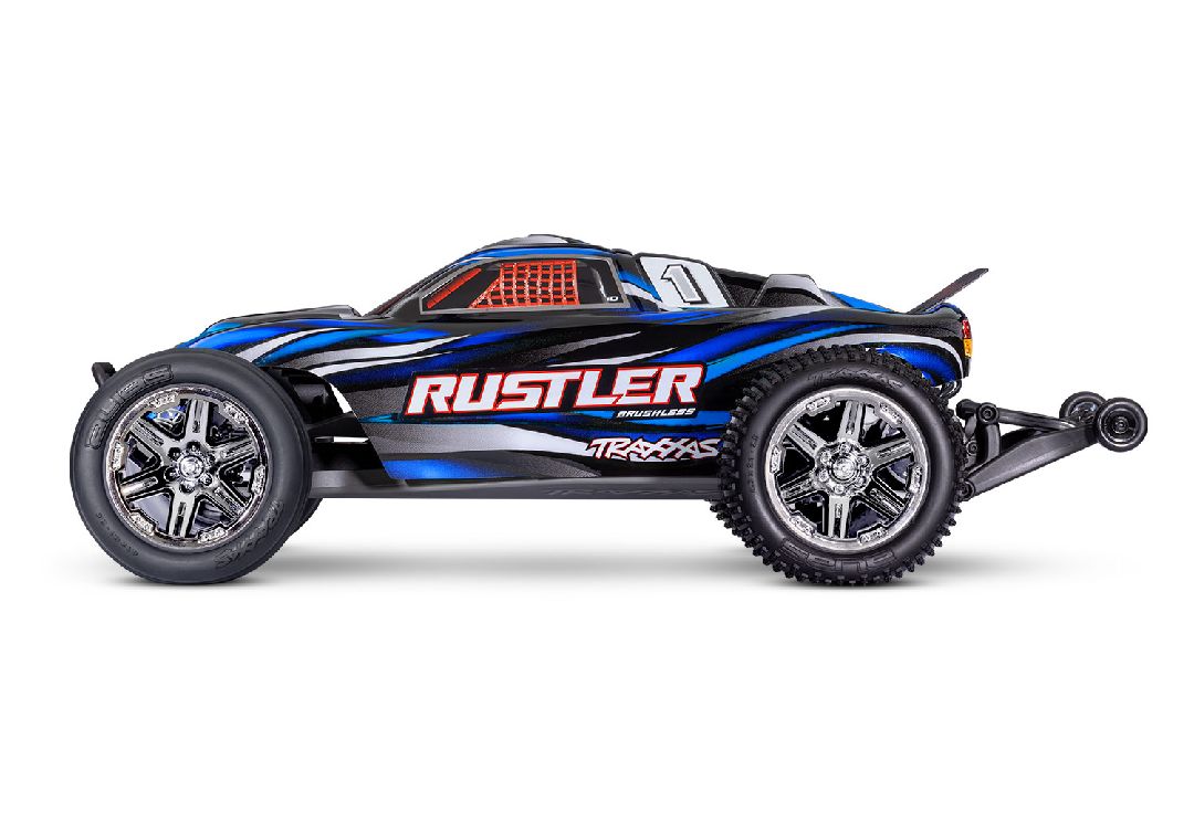 Traxxas 1/10 Rustler BL-2S 2wd RTR - Blue w/ Charger & Battery