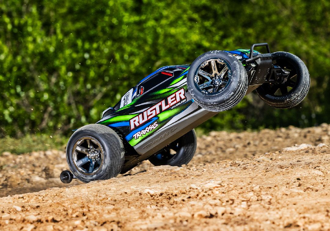 Traxxas 1/10 Rustler BL-2S 2wd RTR - Green w/ Charger & Battery
