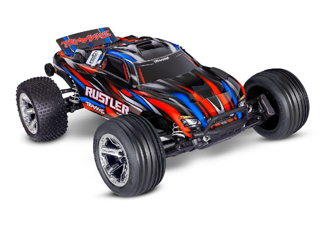 Traxxas 1/10 Rustler BL-2S 2wd RTR - Red w/ Charger & Battery