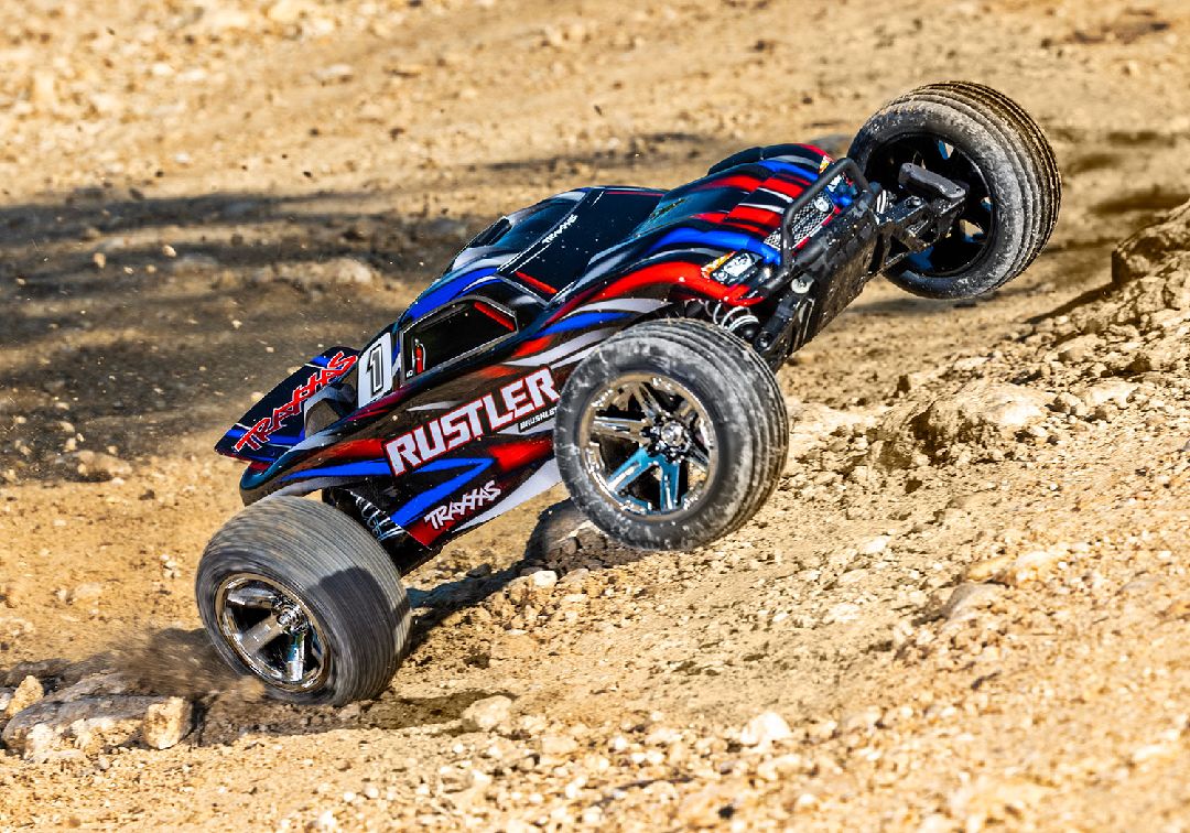Traxxas 1/10 Rustler BL-2S 2wd RTR - Red w/ Charger & Battery