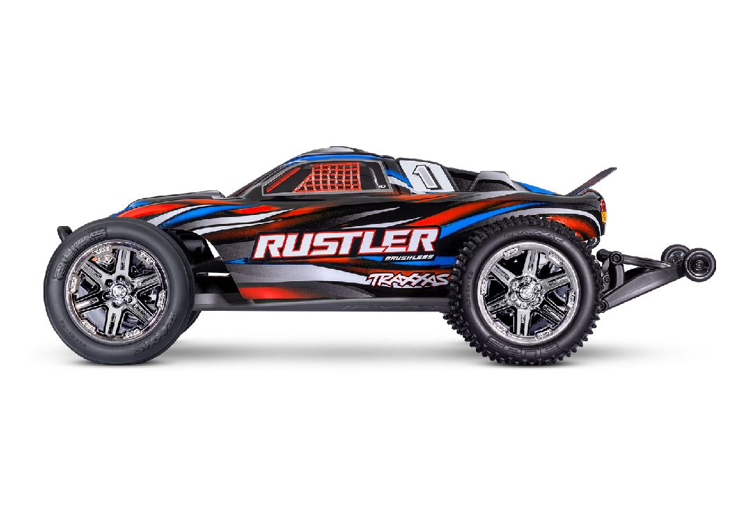 Traxxas 1/10 Rustler BL-2S 2wd RTR - Red w/ Charger & Battery