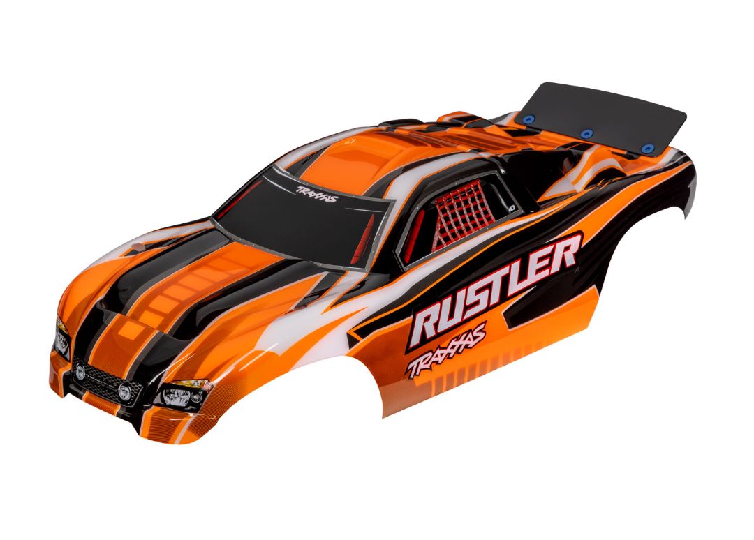 Traxxas Body, Rustler Orange (Painted, Decals Applied) - Click Image to Close