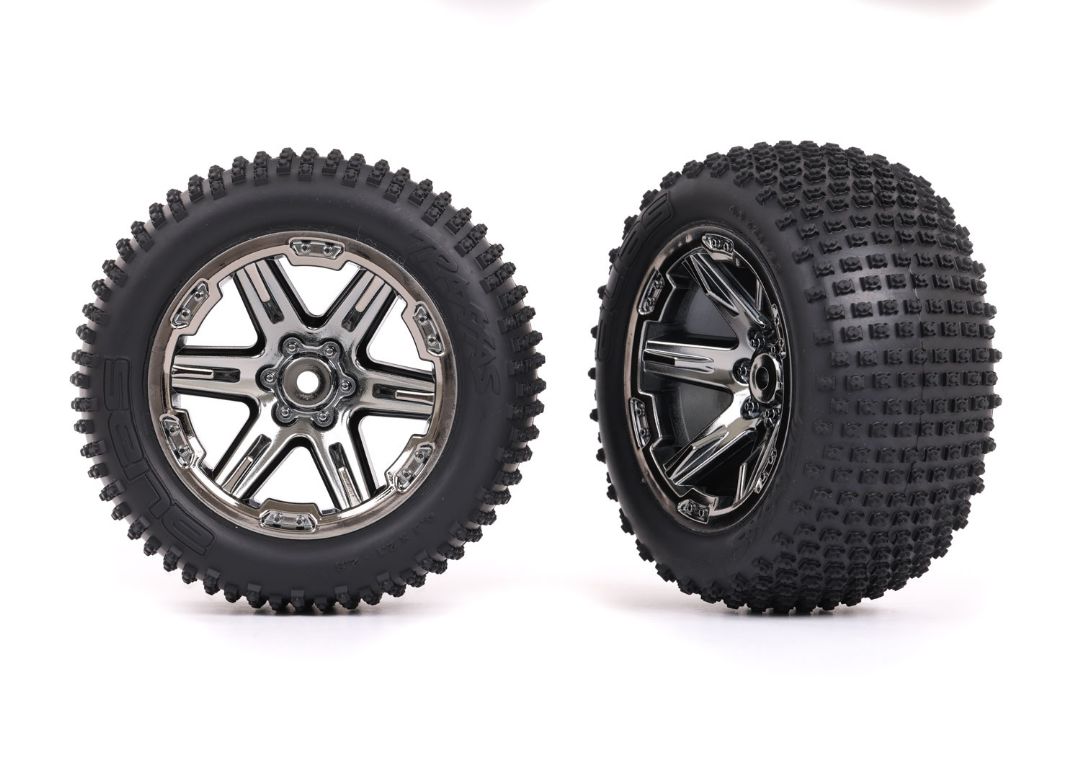 Traxxas Rear Black Chrome w/ Alias Tires - Click Image to Close