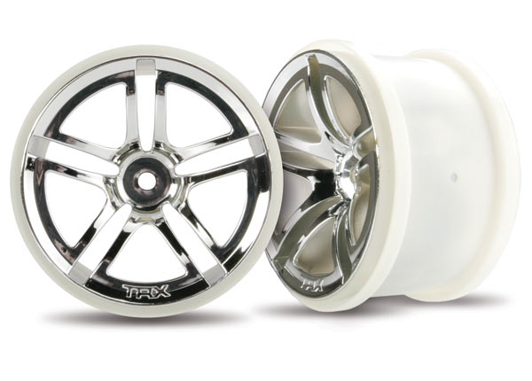 Traxxas Wheels, Twin-Spoke 2.8" (Chrome) (Electric Rear) (2)