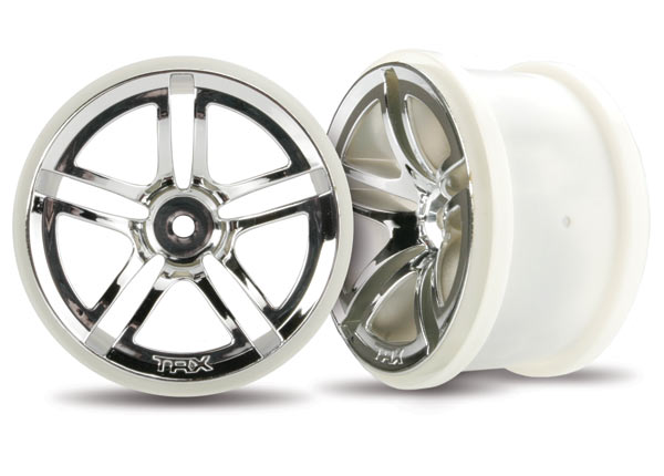 Traxxas Wheels, Twin-Spoke 2.8" (Chrome) (Electric Rear) (2) - Click Image to Close