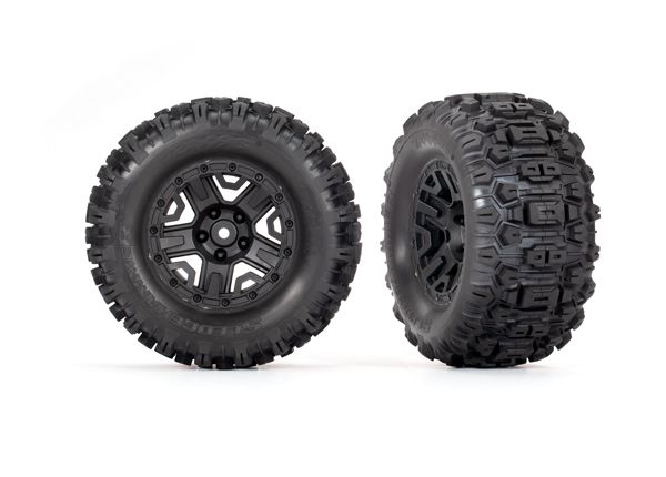 Traxxas Sledgehammer Tires & Wheels, Assembled, Glued - Black 2.8