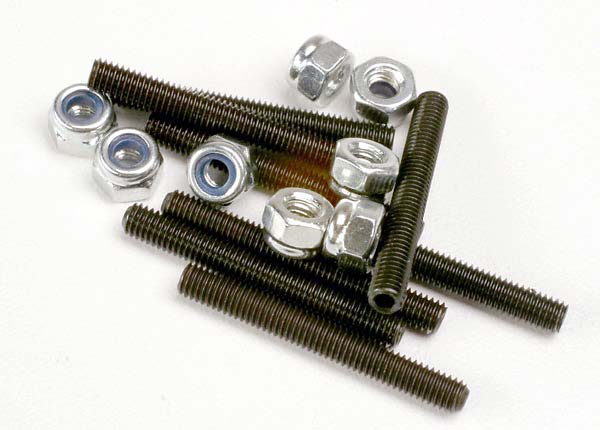 Traxxas Set (Grub) Screws, 3x25mm (8)/ 3mm Nylon Locknuts (8)