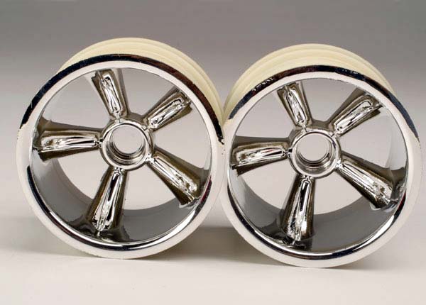 Traxxas Pro-Star Front Wheels (2) (Chrome) (Not Hex) - Click Image to Close