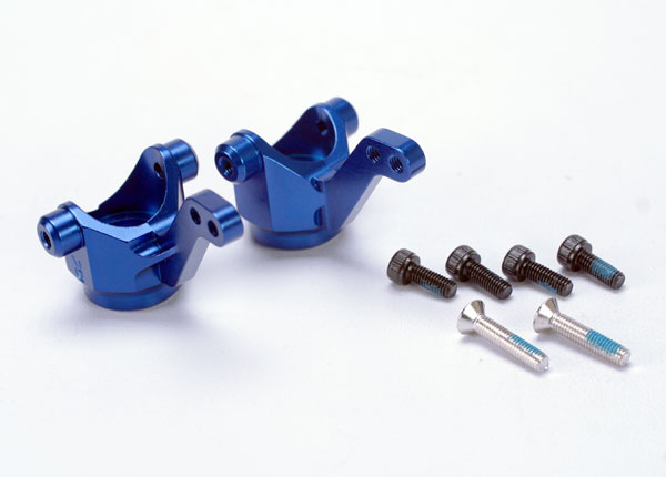 Traxxas Steering Blocks/ Axle Housings, Blue-Anodized 6061-T6 Aluminum/ (L&R) w/ Metal Inserts(3x4.5x5.5mm) (2)