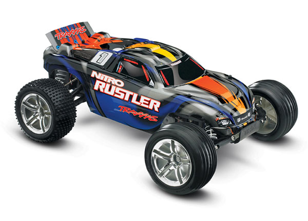 Traxxas Nitro Rustler: Blue 1/10-Scale Nitro-Powered 2wd Stadium - Click Image to Close