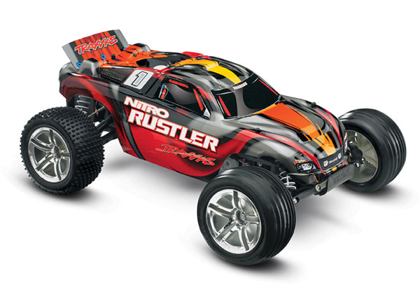 Traxxas Nitro Rustler: Red 1/10-Scale Nitro-Powered 2wd Stadium Truck With TQi Traxxas Link Enabled 2.4ghz Radio System & Traxxas Stability Management (TSM)