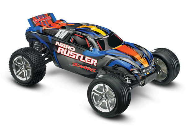 Traxxas Nitro Rustler: S-Blue 1/10-Scale Nitro-Powered 2wd Stadi - Click Image to Close