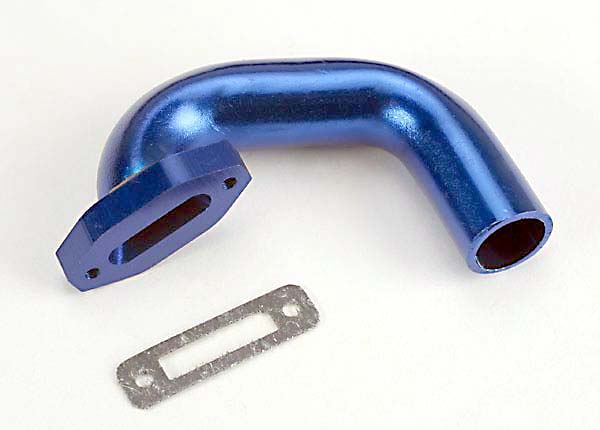 Traxxas Exhaust Header, Perfect-Fit For N. 4-Tec, N. Rustler/Sport (Blue-Anodized, Aluminum)/Header Gasket (For Side Exhaust Engines Only)