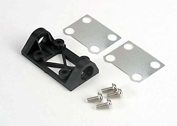 Traxxas Bearing Block, Front (Supports Front Shaft)/Belt Tension Adjustment Shims (Front/ Middle)/ Screws
