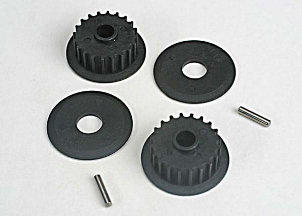 Traxxas Pulleys, 20-Groove (Middle) (2)/Flanges (2)/ Axle Pins ( - Click Image to Close