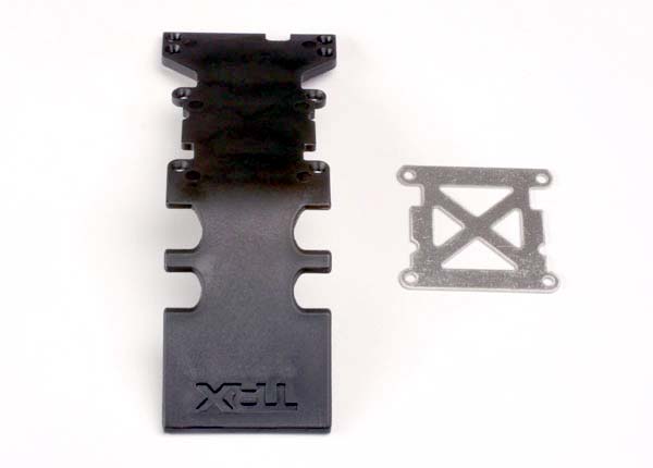Traxxas Skidplate, Rear Plastic (Black)/ Stainless Steel Plate - Click Image to Close