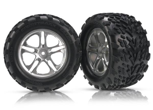 Traxxas Pre-Mounted 3.8" Talon Tire w/Split Spoke Wheel (Chrome)