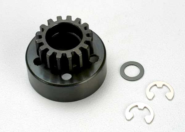 Traxxas, Clutch bell (15-tooth)/5x8x0.5mm fiber washer (2)/ 5mm e-clip (requires 5x11x4mm ball bearings part #4611)