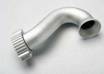 Traxxas Header, exhaust (tubular aluminum, silver-anodized) (TRX 2.5, 2.5R)