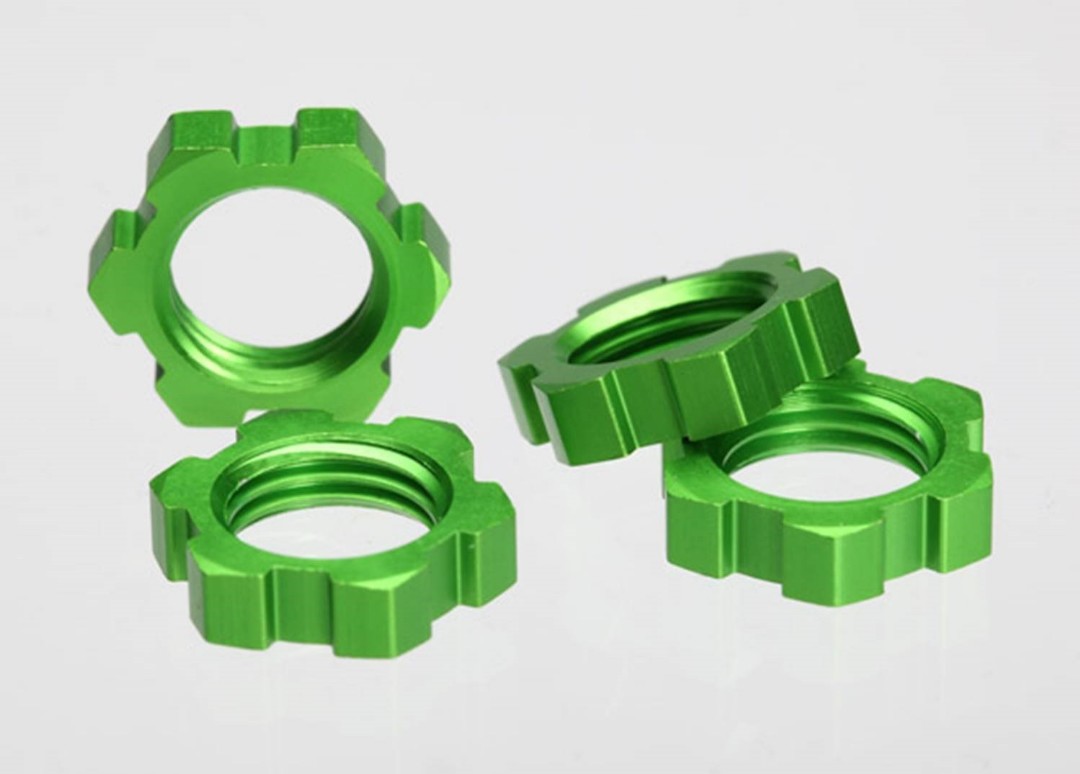 Traxxas Wheel nuts, splined, 17mm (green-anodized) (4) - Click Image to Close