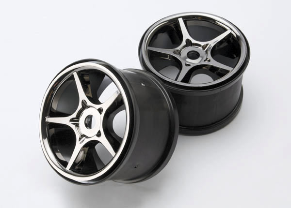 Traxxas Wheels, Gemini 3.8" (Black Chrome) (2) (Use With 17mm Sp - Click Image to Close