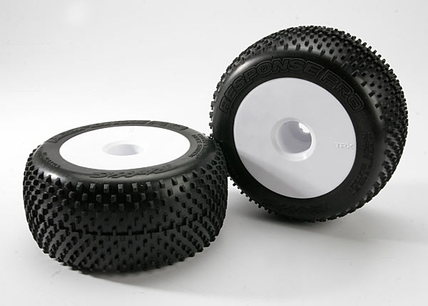 Traxxas Tires & Wheels, Assembled, Glued (White Dished 3.8" Whee