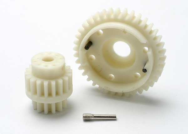 Traxxas Gear set, 2-speed wide ratio (2nd speed gear 38T, 13T-18 - Click Image to Close