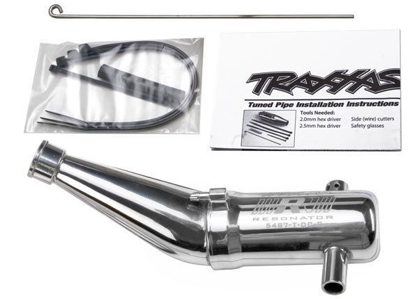 Traxxas Tuned pipe, Resonator, R.O.A.R. legal (aluminum, double-