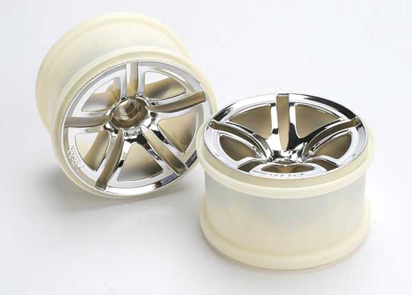 Traxxas Wheels, Twin-Spoke 2.8" (chrome) (nitro rear/ electric f
