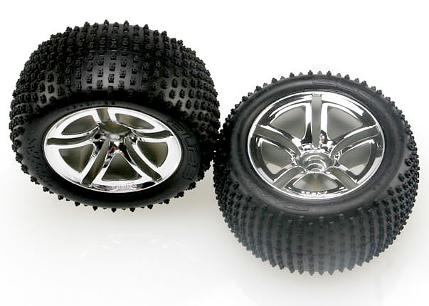 Traxxas Tires & Wheels, Assembled, Glued (2.8") (Twin-Spoke Whee