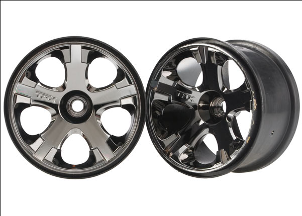 Traxxas Wheels, All-Star 2.8" (Black Chrome) (Nitro Front) (2) - Click Image to Close