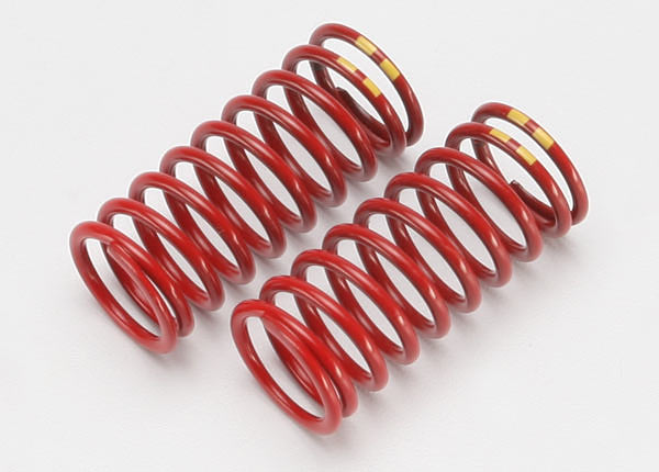 Traxxas Spring, Shock (Red) (Long) (Gtr) (4.9 Rate Double Yellow Stripe) (1 Pair)