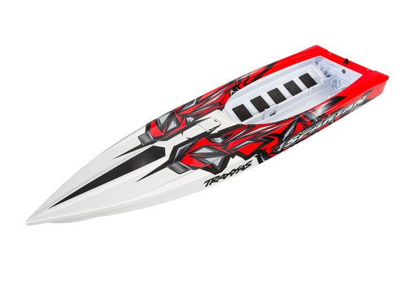 Traxxas Hull, Spartan, red graphics (fully assembled) - Click Image to Close