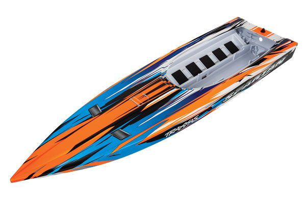 Traxxas Hull, Spartan, orange graphics (fully assembled) - Click Image to Close