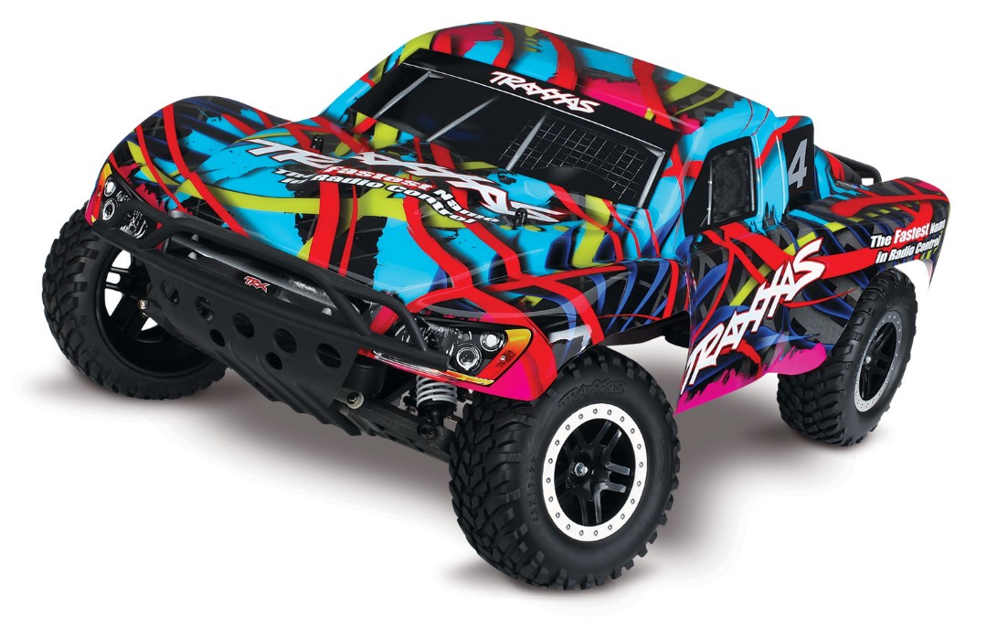 Traxxas Slash 2WD 1/10 RTR Electric Short Course Truck Hawaiian, 7-cell NiHM Battery. 4A DC charger. Brushed ESC XL-5 with Titan 12t