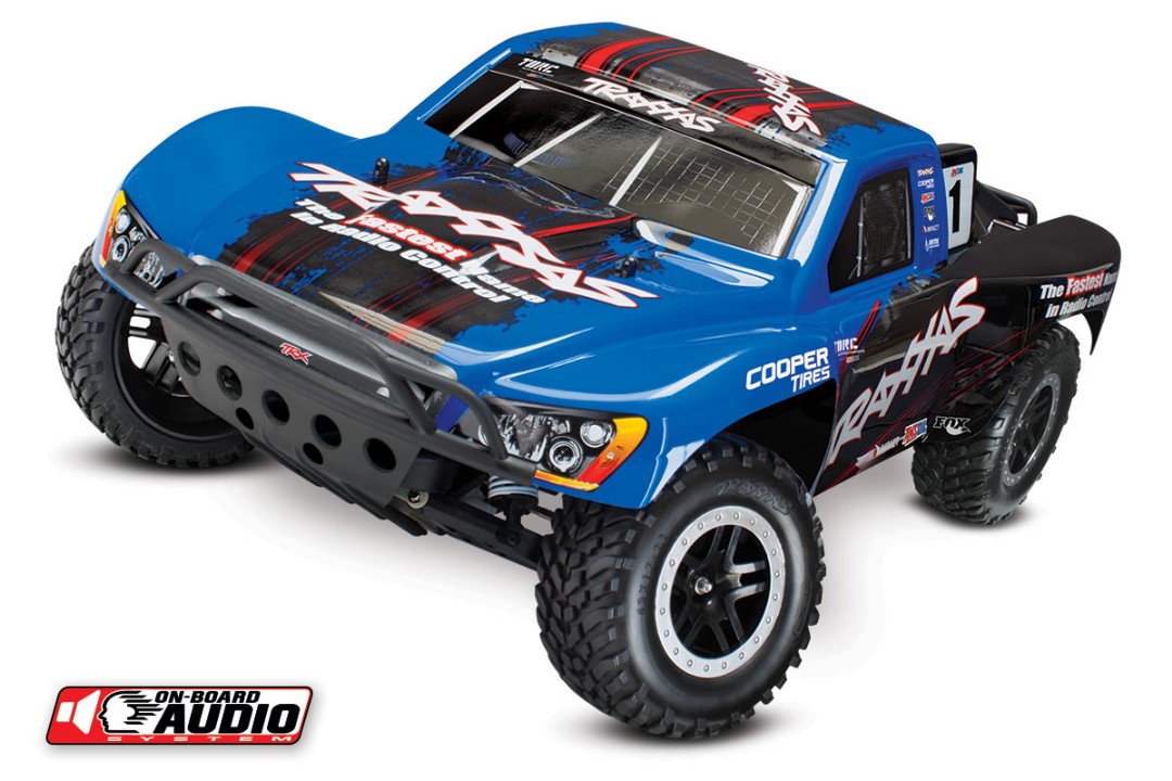 Traxxas Slash 2WD 1/10 RTR Electric Short Course Truck Blue, 7-cell NiHM Battery. 4A DC charger. Brushed ESC XL-5 with Titan 12t with Onboard Audio