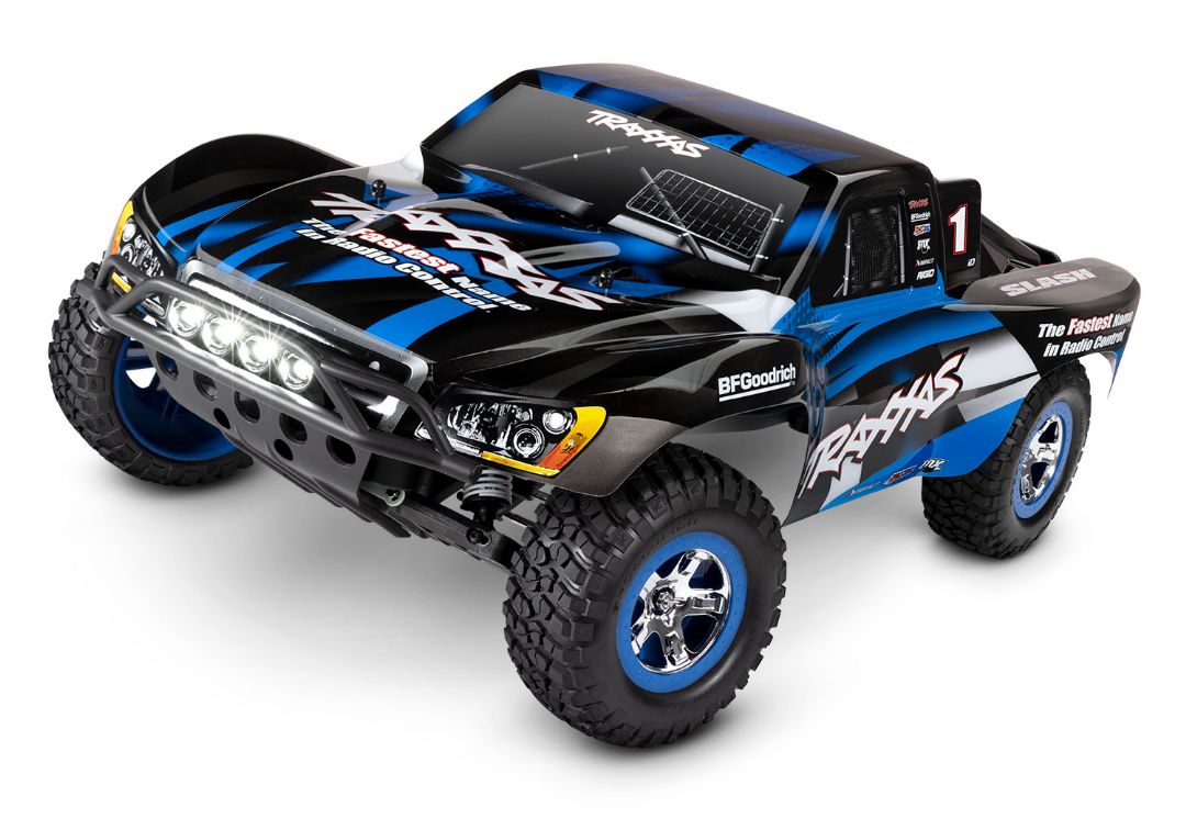 Traxxas Slash 2WD 1/10 RTR Electric Short Course Truck Blue, LED Lights, 7-cell NiHM Battery. 4A DC charger. Brushed ESC XL-5 with Titan 12t