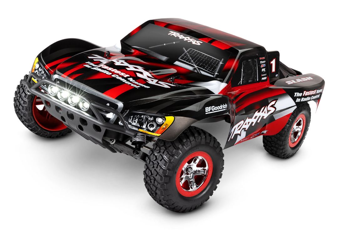 Traxxas Slash 2WD 1/10 RTR Electric Short Course Truck Red, LED Lights, 7-cell NiHM Battery. 4A DC charger. Brushed ESC XL-5 with Titan 12t