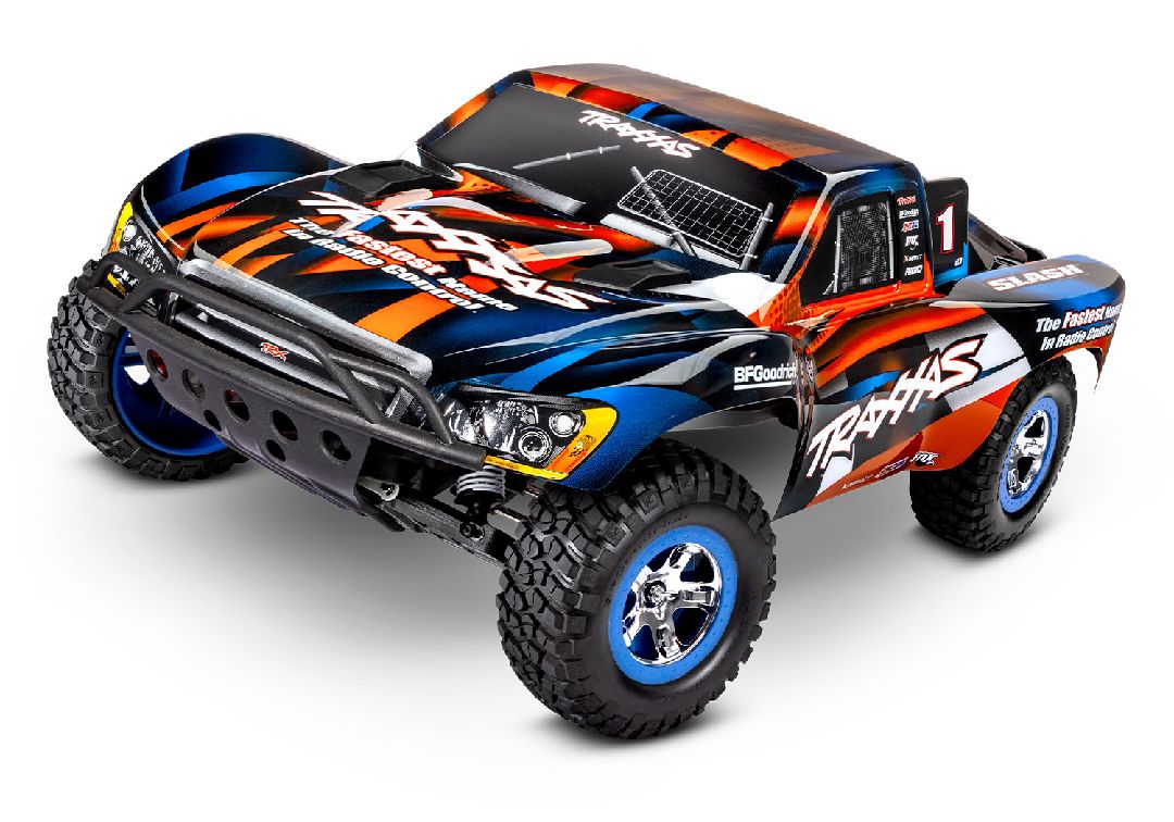 106Traxxas Slash 1/10 2WD Short Course Racing Truck RTR with TQ 2.4GHz Radio System, XL-5 ESC (Fwd/Rev) Includes 7-Cell NiMH 3000mAh Traxxas Battery and 4-amp USB-C Charger w/ iD - Orange