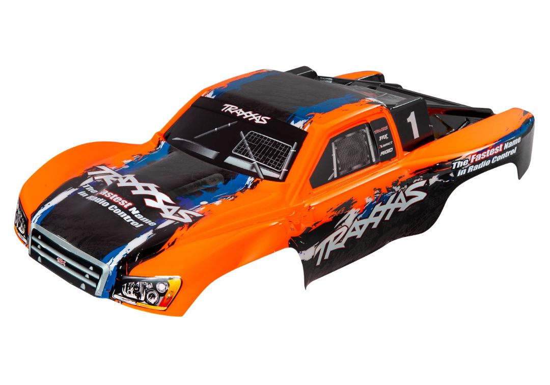 Traxxas Body, Slash 4X4, orange (painted, decals applied) - Click Image to Close