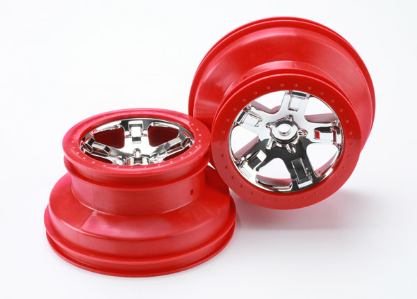 Traxxas Wheels, Sct Chrome, Red Beadlock Style, Dual Profile (2.