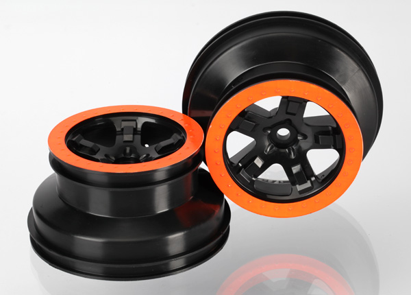 Traxxas Wheels, Sct Black, Orange Beadlock Style, Dual Profile ( - Click Image to Close