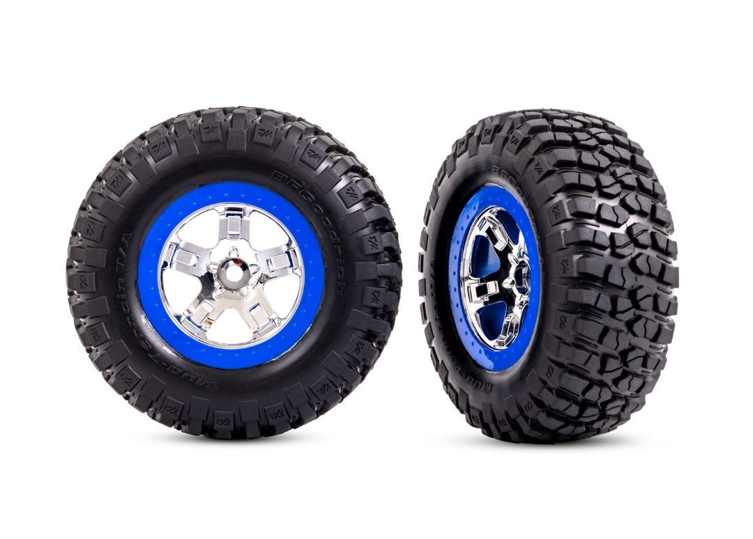 Traxxas 2wd Front SCT Satin/Blue Beadlock BFGoodrich Mud - Click Image to Close