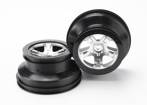 Traxxas Wheels, Sct Satin Chrome, Black Beadlock Style Sct, Dual