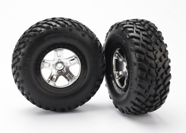 Traxxas 2.2/3.0 Tire w/SCT Rear Wheel (2) (Satin Chrome) (Standa - Click Image to Close