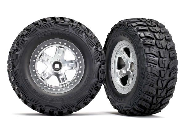 Traxxas Tires & wheels, assembled, glued (SCT satin chrome, bead